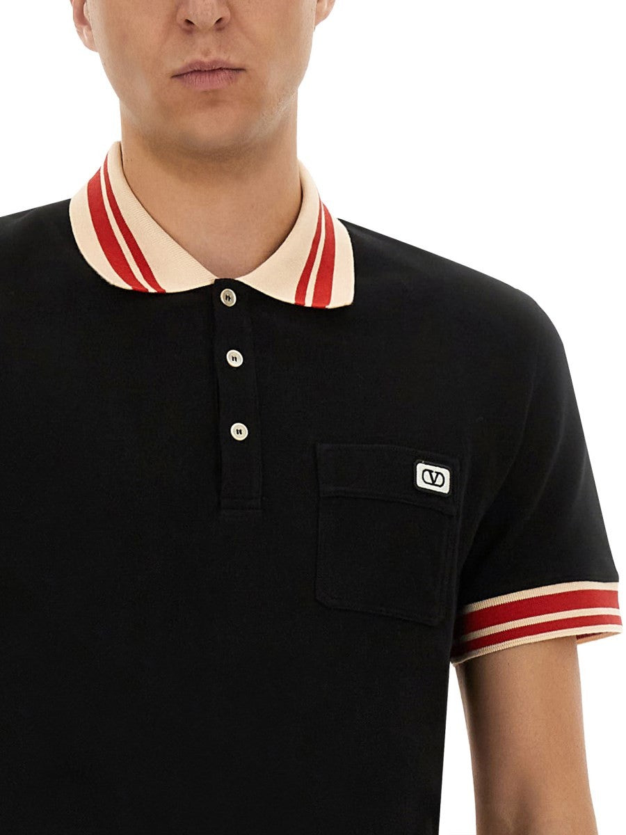 Valentino COTTON PIQUE POLO SHIRT WITH "VLOGO" PATCH