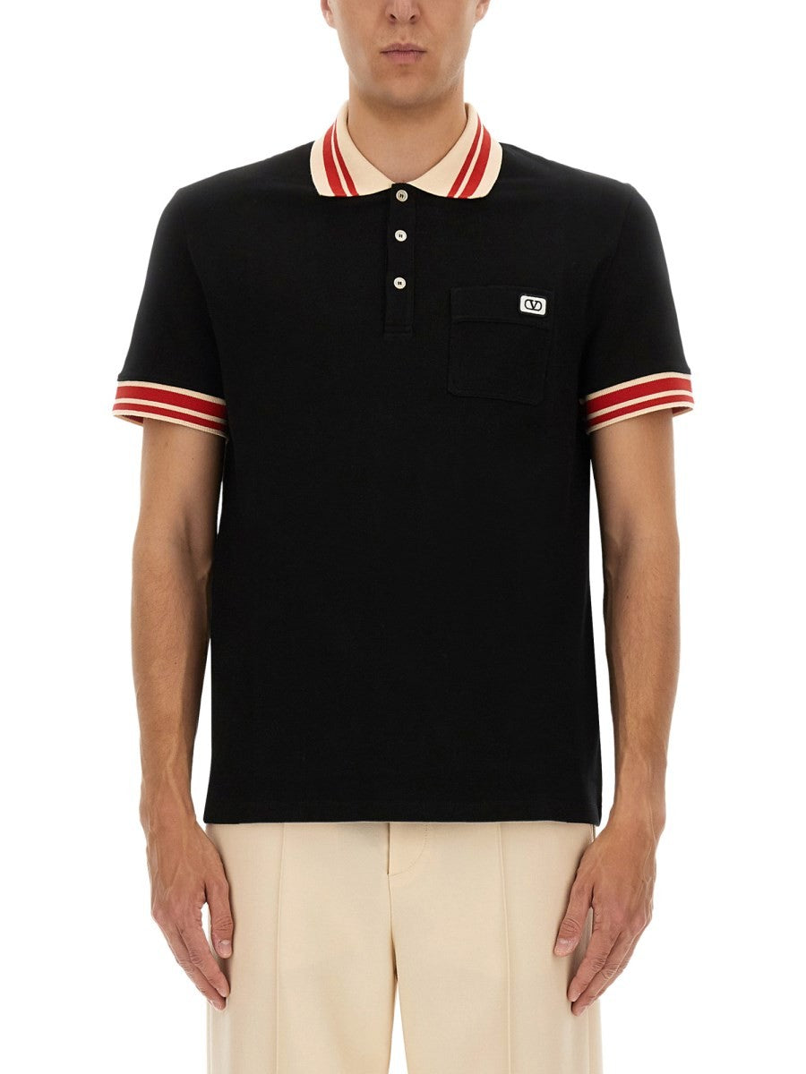 Valentino COTTON PIQUE POLO SHIRT WITH "VLOGO" PATCH