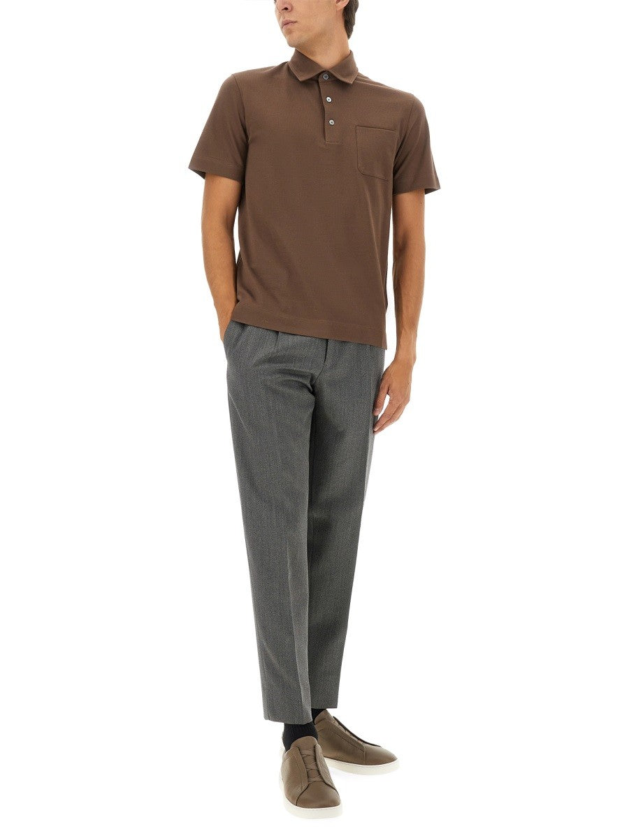 Zegna COTTON POLO SHIRT WITH POCKET