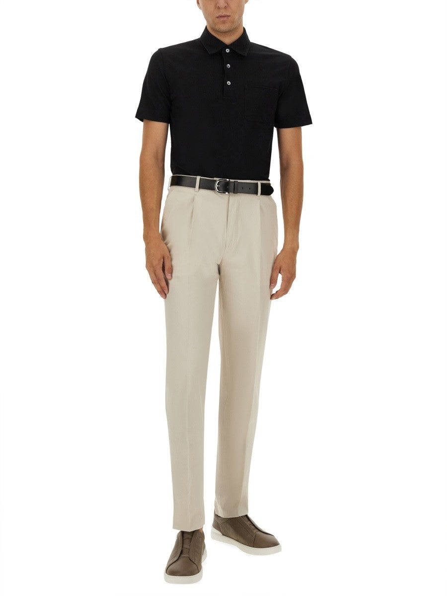 Zegna COTTON POLO SHIRT WITH POCKET