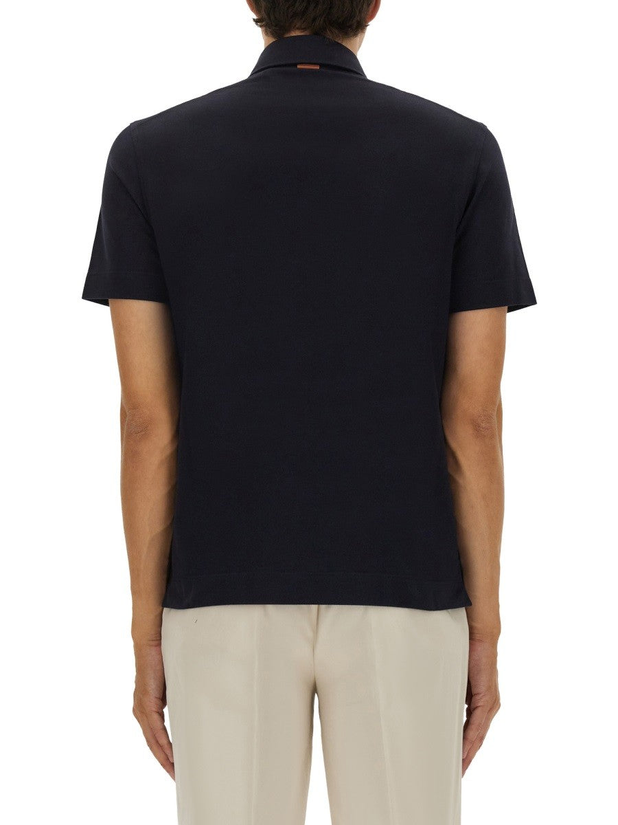 Zegna COTTON POLO SHIRT WITH POCKET