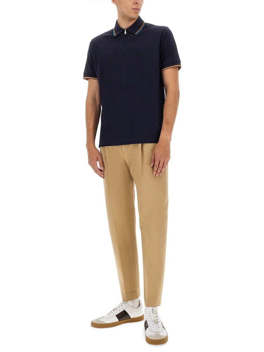PAUL SMITH COTTON POLO SHIRT WITH ZIPPER