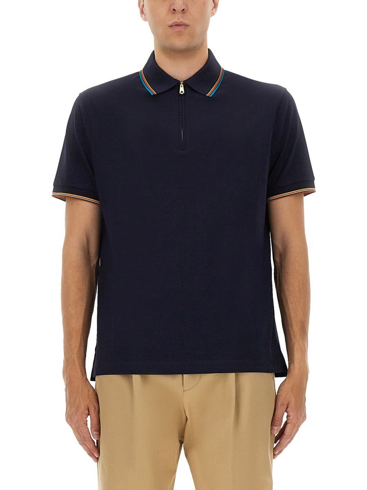 PAUL SMITH COTTON POLO SHIRT WITH ZIPPER