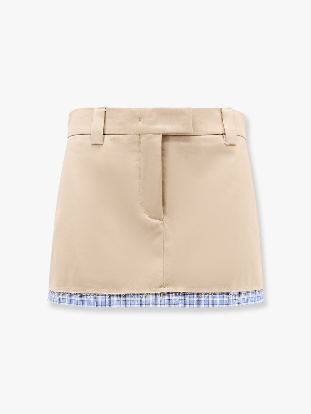 Miu Miu Cotton skirt with check insert on the bottom
