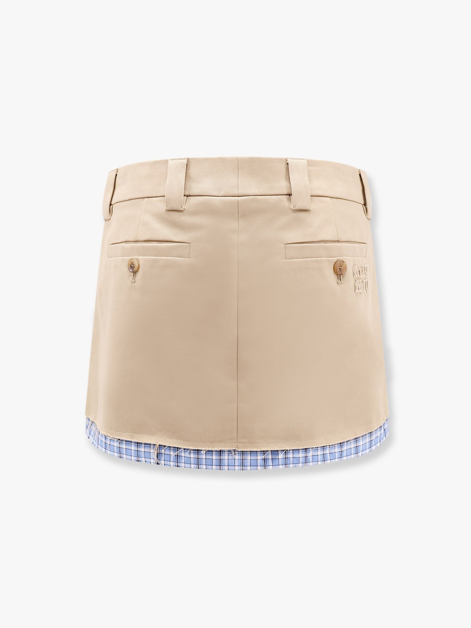 Miu Miu Cotton skirt with check insert on the bottom