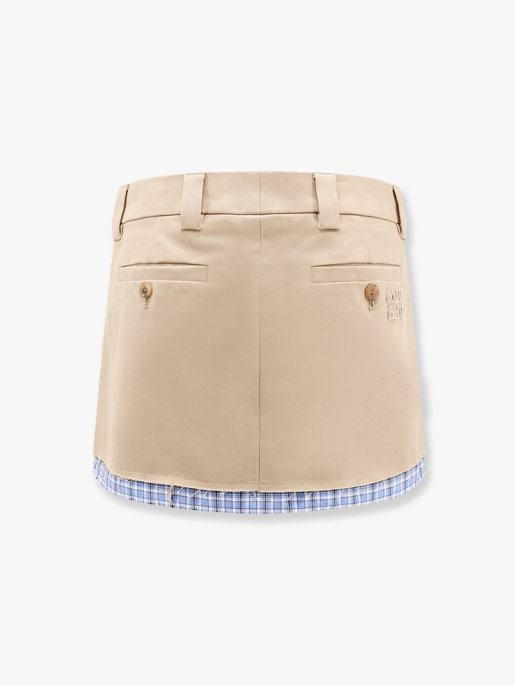 Miu Miu Cotton skirt with check insert on the bottom