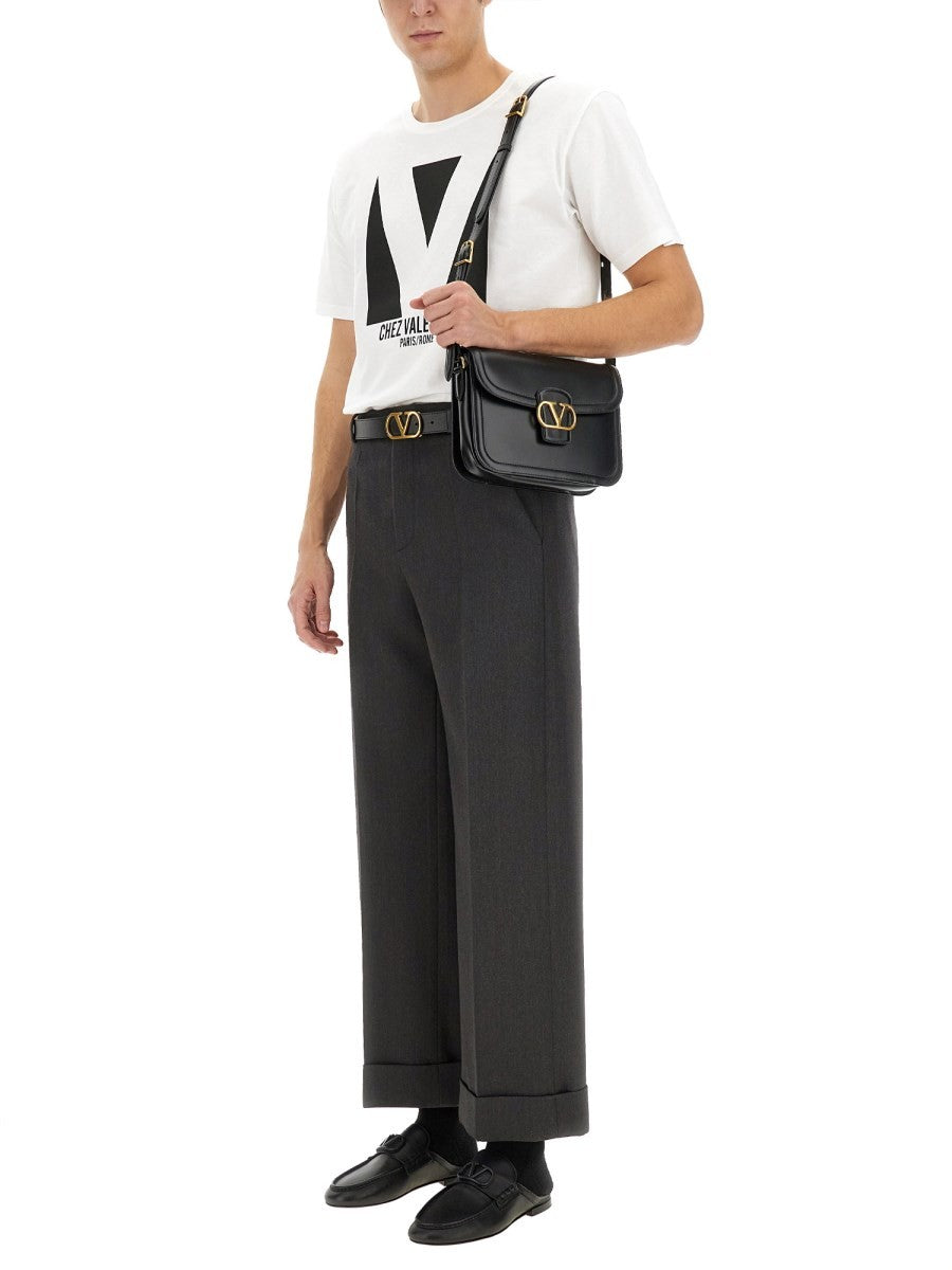 Valentino COTTON T-SHIRT WITH "CHEZ VALENTINO" PRINT