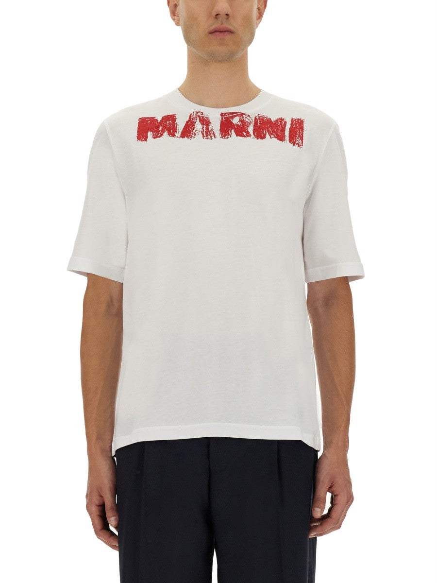 Marni COTTON T-SHIRT WITH MAXI PRINT