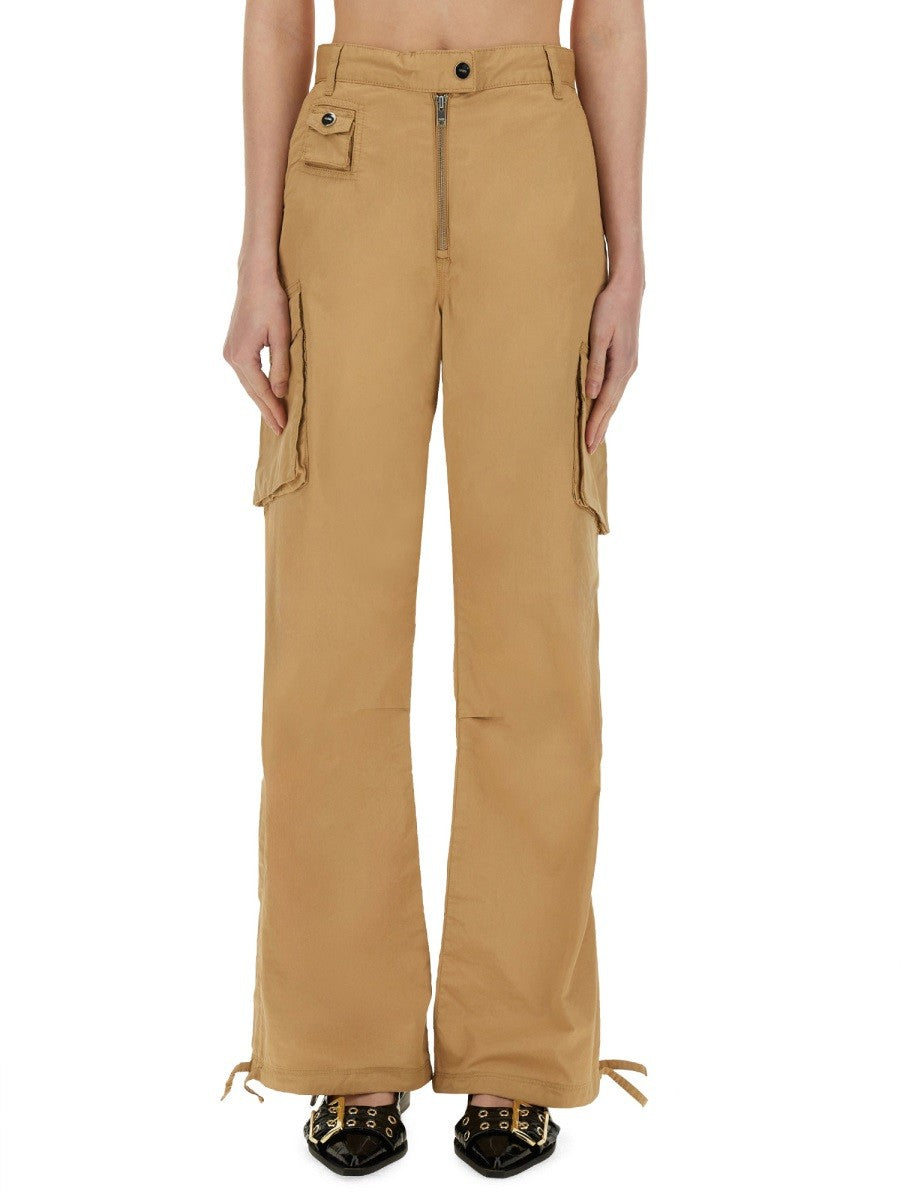 GANNI COTTON TWILL CARGO PANTS