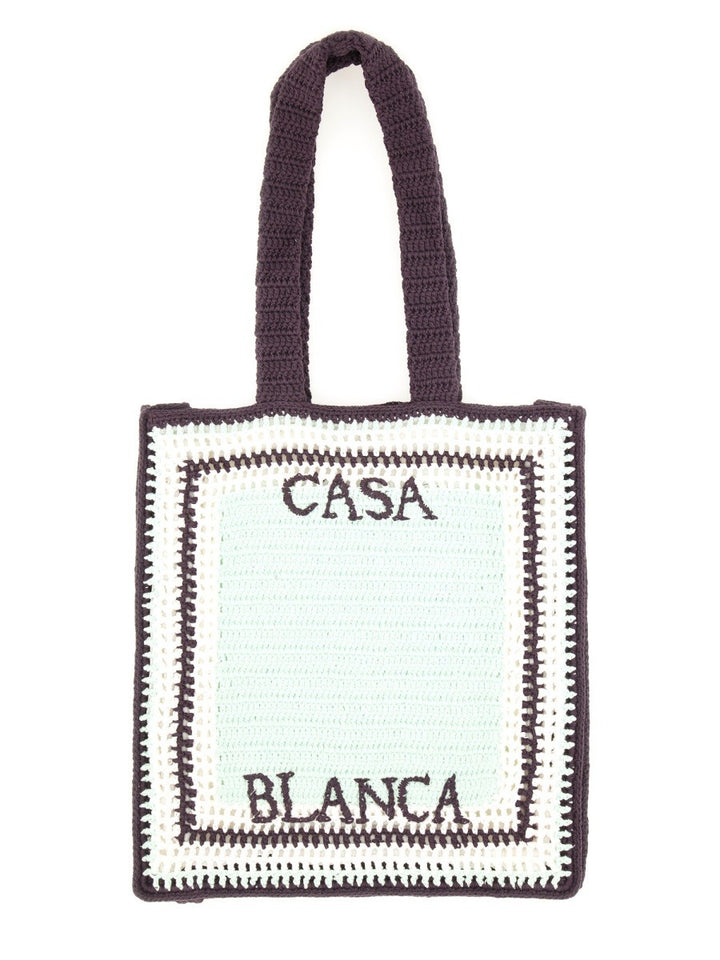 CASABLANCA CROCHET BAG WITH LOGO