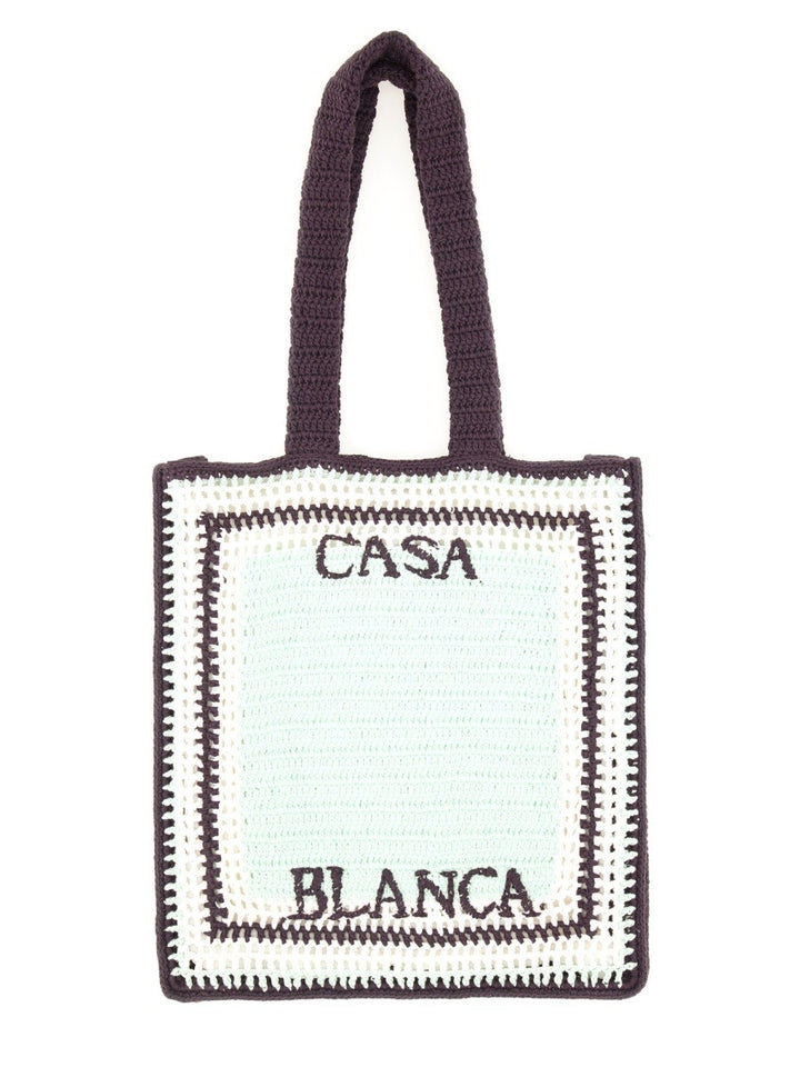 CASABLANCA CROCHET BAG WITH LOGO