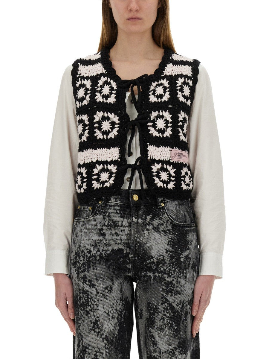 GANNI CROCHET KNIT VEST