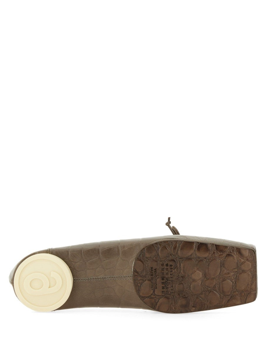 MM6 MAISON MARGIELA CROCODILE-EFFECT LEATHER BALLERINA