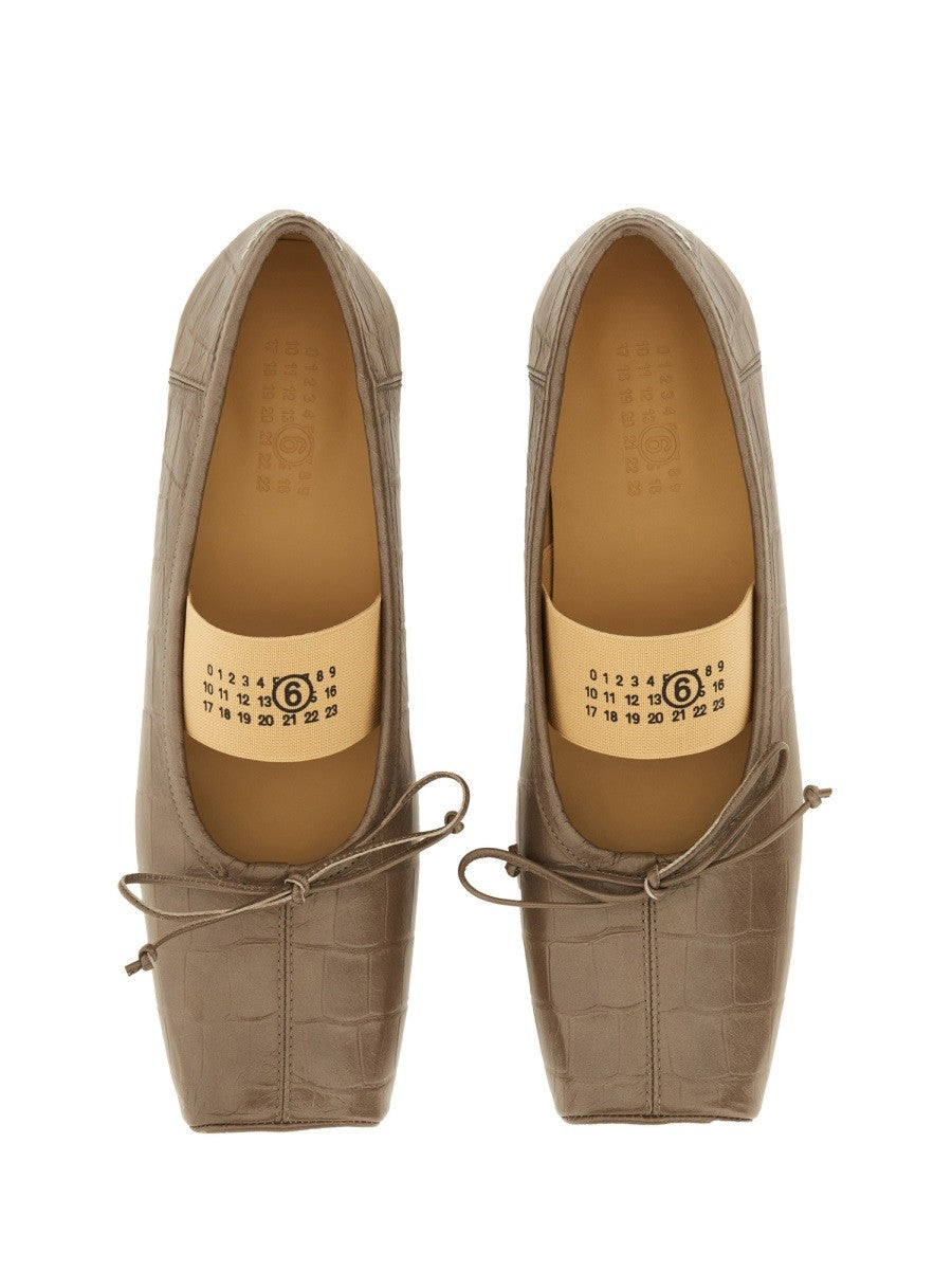 MM6 MAISON MARGIELA CROCODILE-EFFECT LEATHER BALLERINA