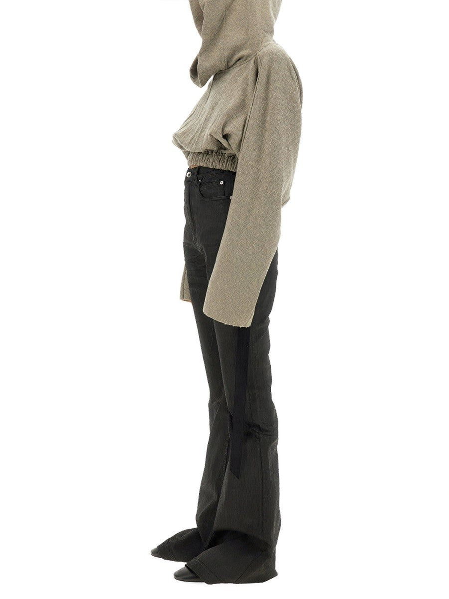 RICK OWENS DRKSHDW CROPPED HOODED TUNIC SWEATSHIRT