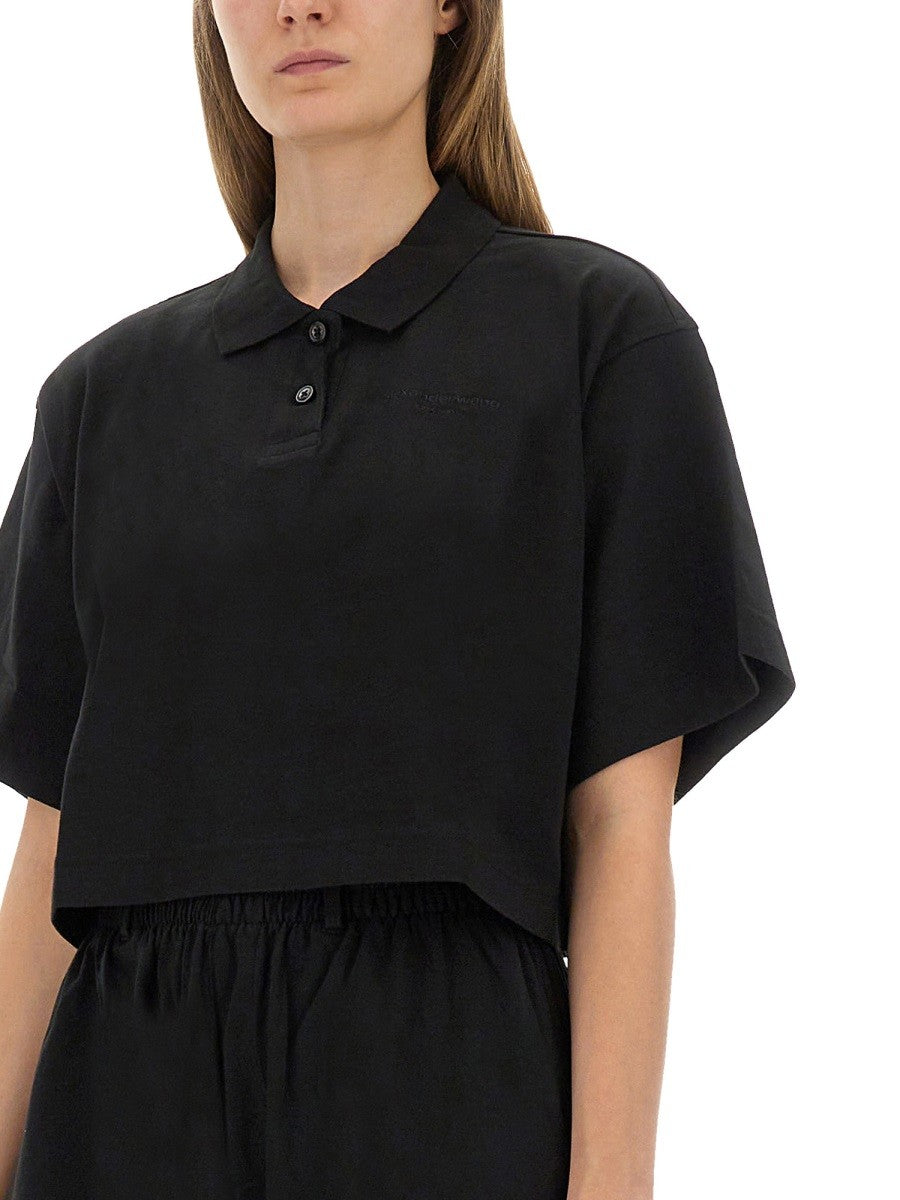 Alexander Wang CROPPED JERSEY POLO SHIRT