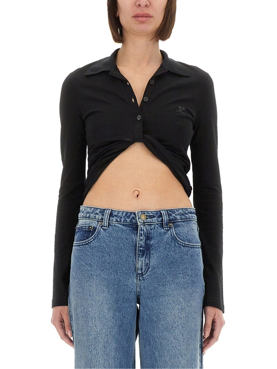 COURREGES CROPPED POLO SHIRT "TWIST"