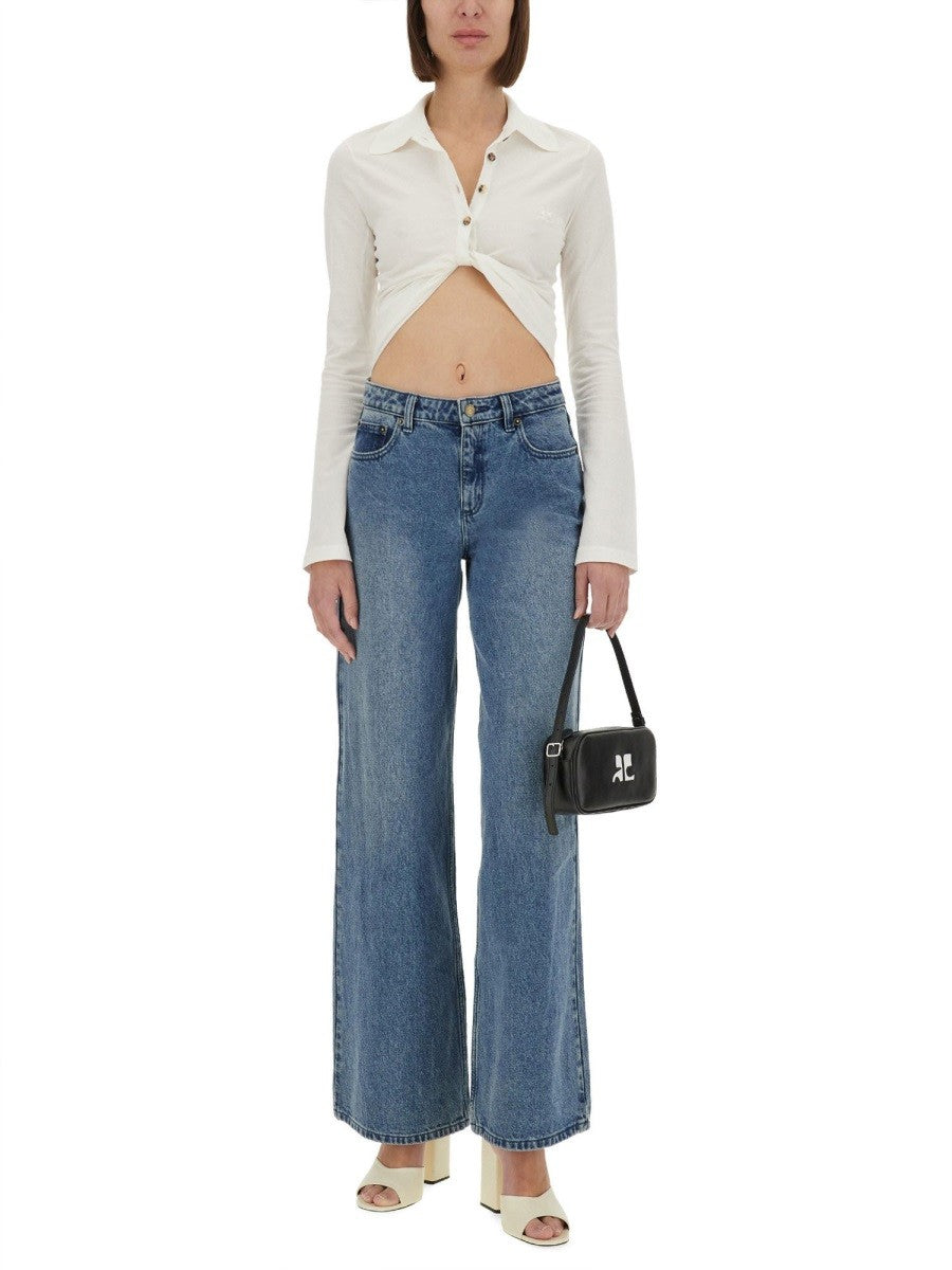 COURREGES CROPPED POLO SHIRT "TWIST"