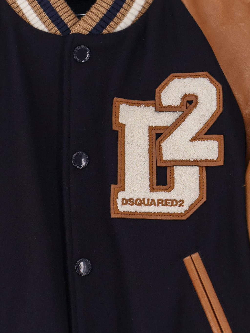 Dsquared2 D2 Varsity wool and leather bomber