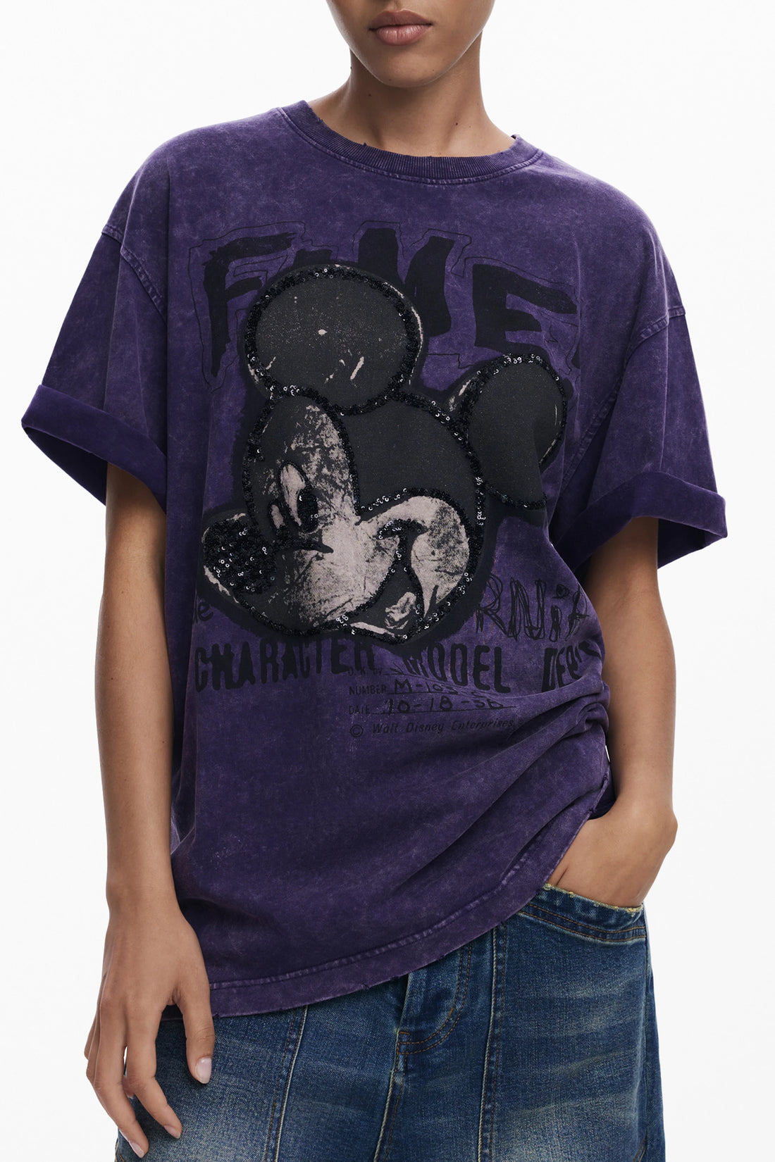 DESIGUAL WOMEN&#39;S SHORT-SLEEVE T-SHIRT PURPLE