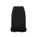 Saint Laurent Feathers Trim Silk Skirt