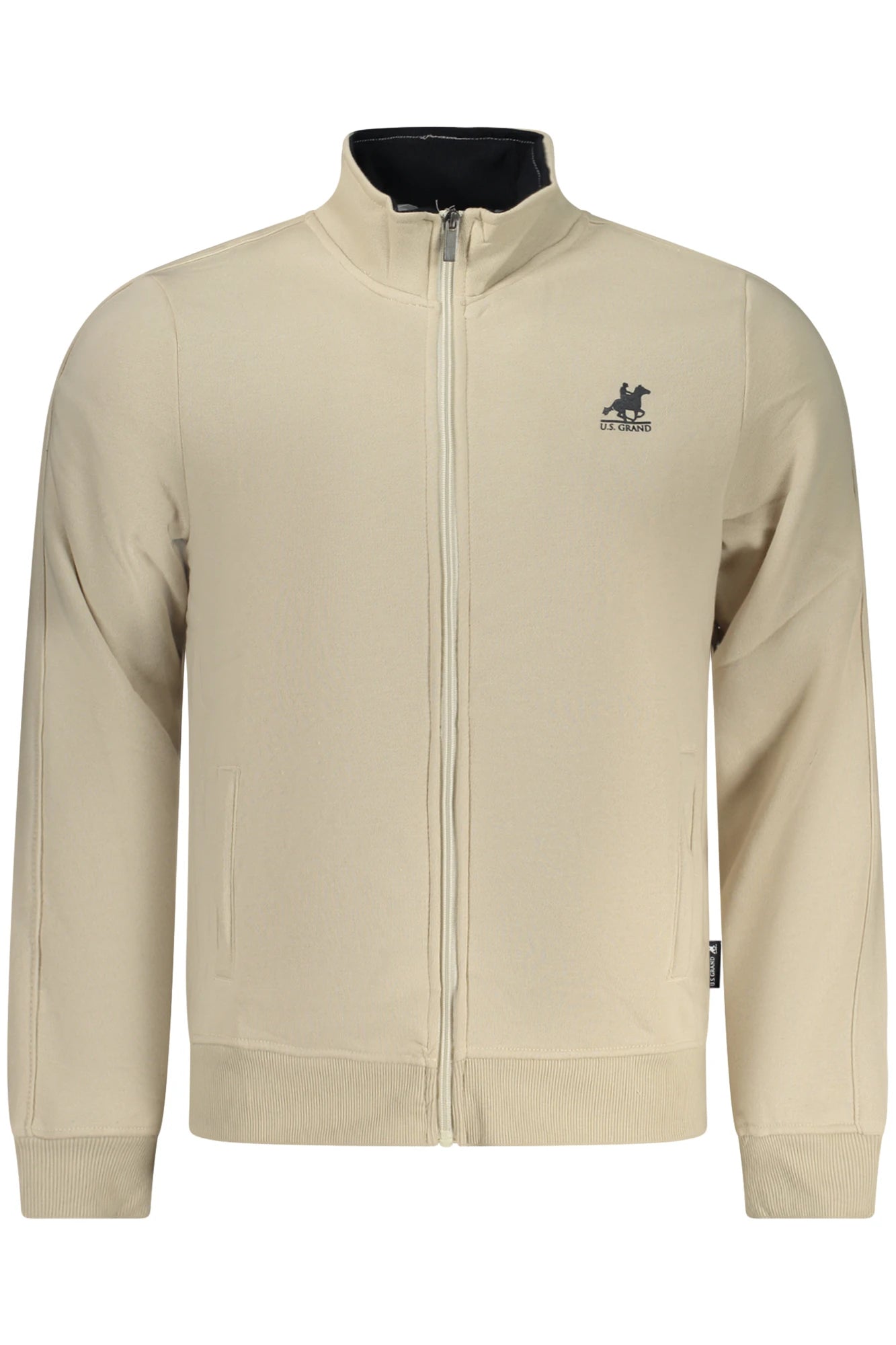 US GRAND MEN&#39;S BEIGE ZIP-UP SWEATSHIRT
