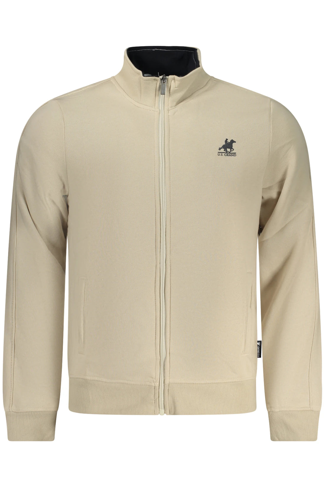 US GRAND MEN&#39;S BEIGE ZIP-UP SWEATSHIRT