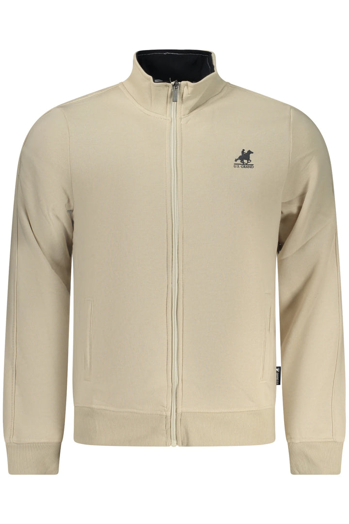 US GRAND MEN&#39;S BEIGE ZIP-UP SWEATSHIRT