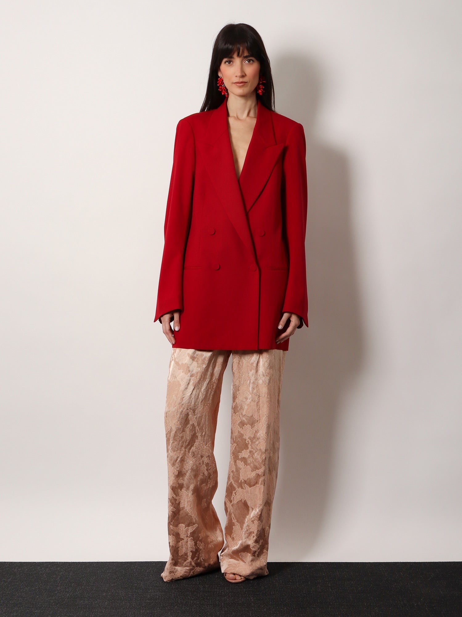 Dries Van Noten Damasked linen and viscose trouser with belt
