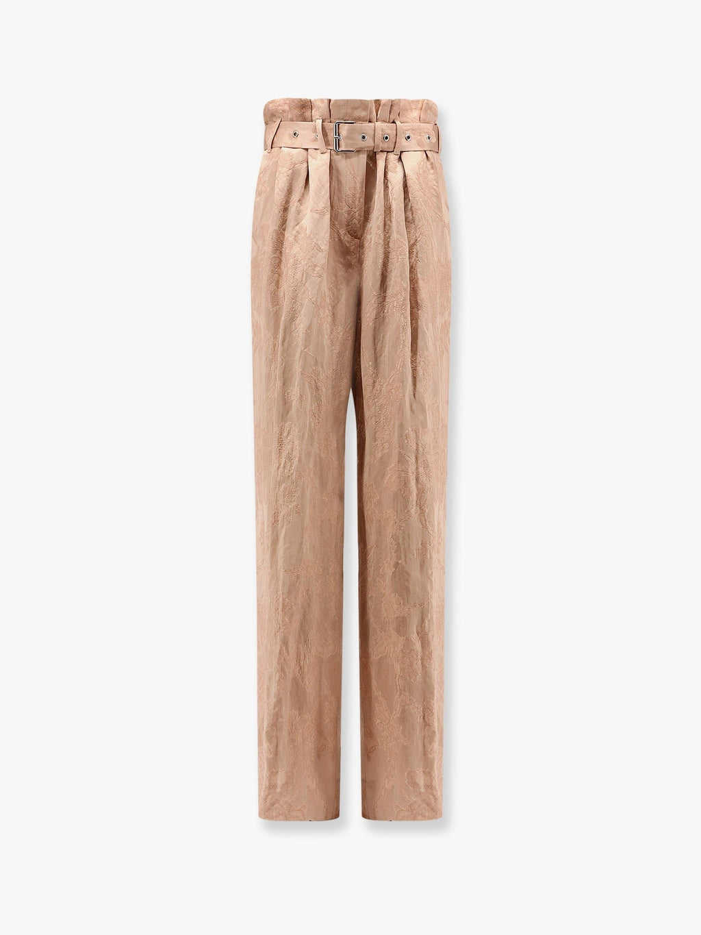 Dries Van Noten Damasked linen and viscose trouser with belt