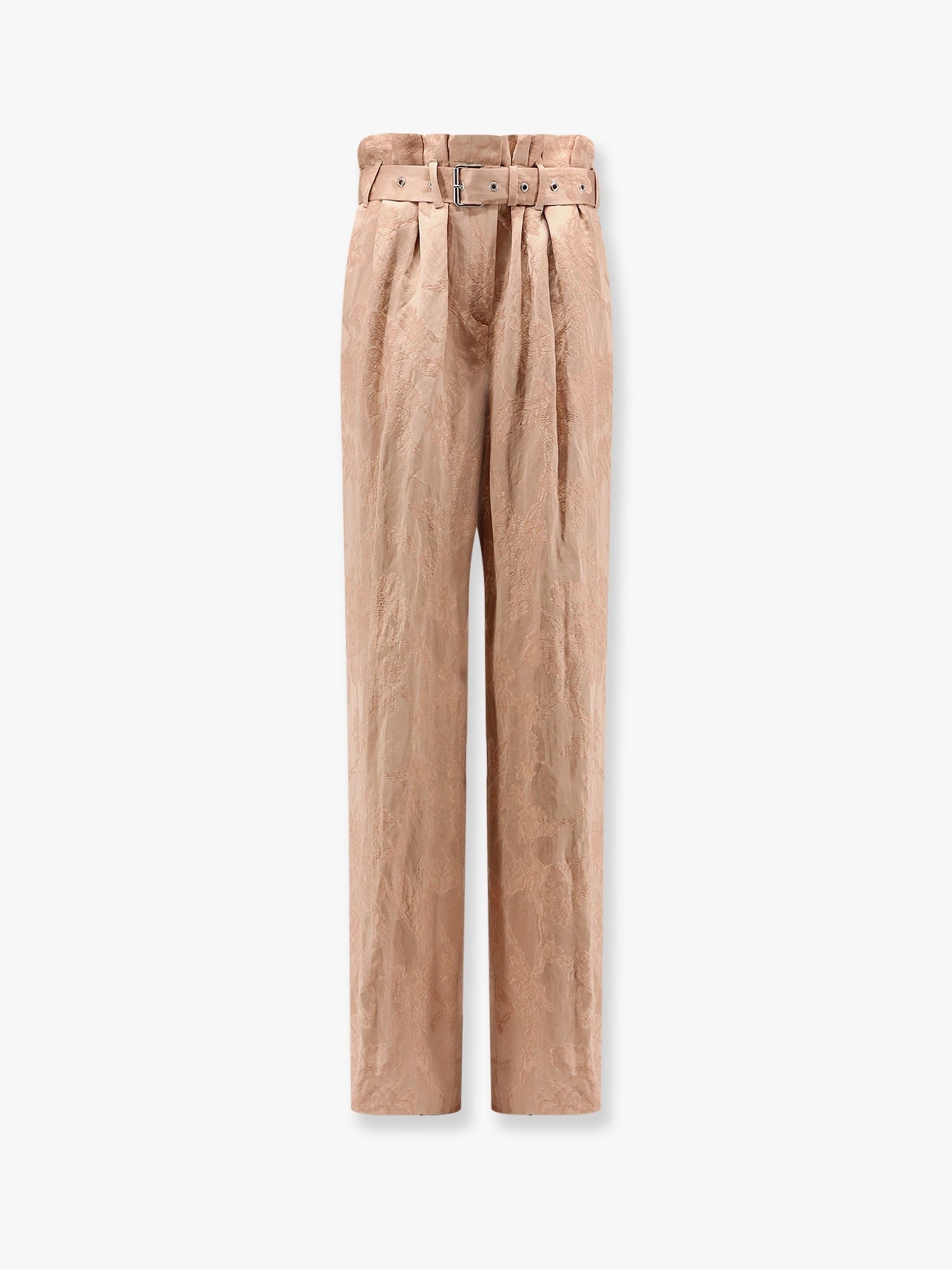 Dries Van Noten Damasked linen and viscose trouser with belt
