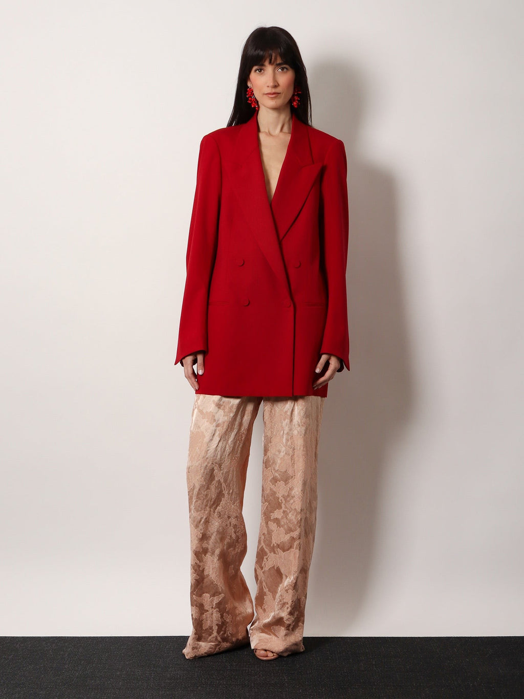 Dries Van Noten Damasked linen and viscose trouser with belt