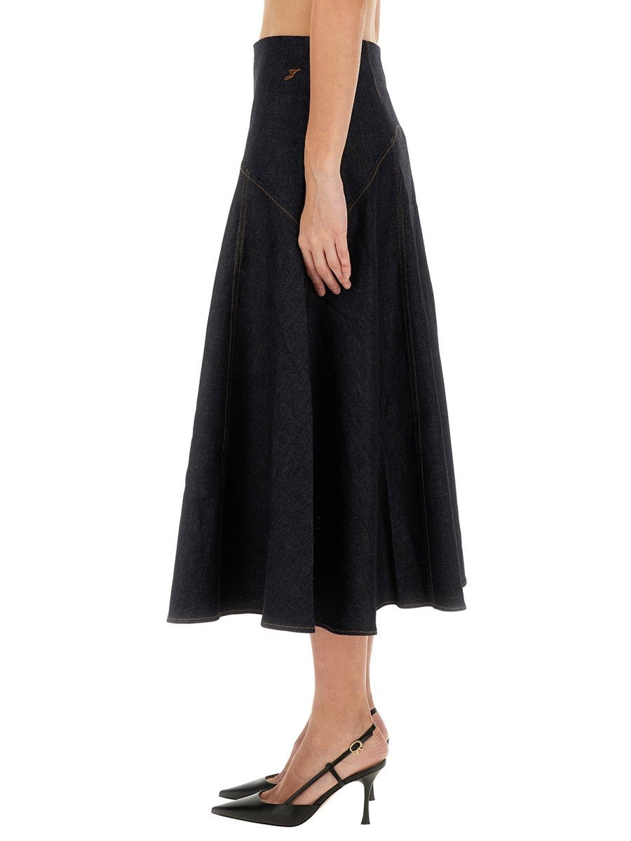 JACQUEMUS "DE-NÎMES TRIANGLE" DENIM SKIRT