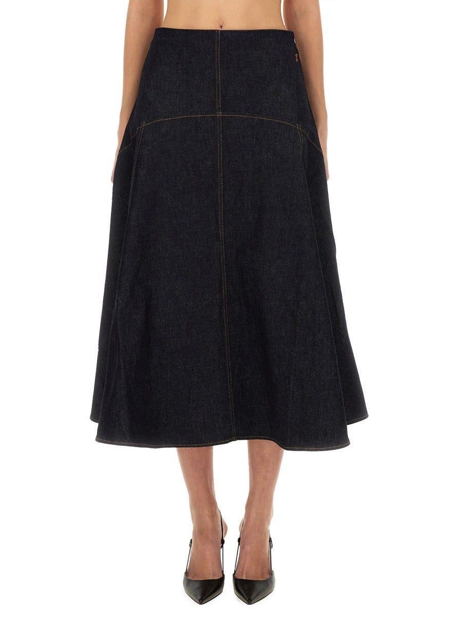 JACQUEMUS "DE-NÎMES TRIANGLE" DENIM SKIRT