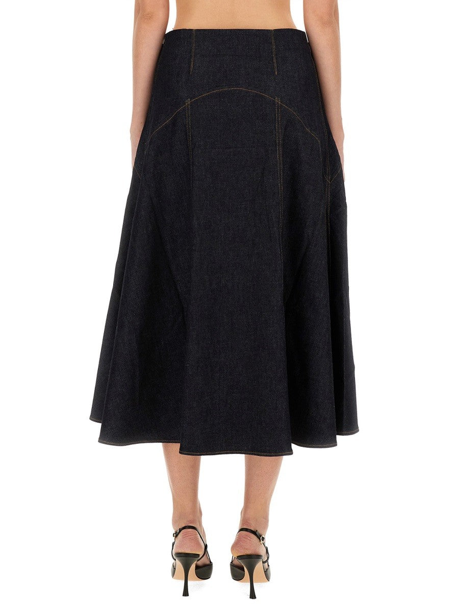 JACQUEMUS "DE-NÎMES TRIANGLE" DENIM SKIRT