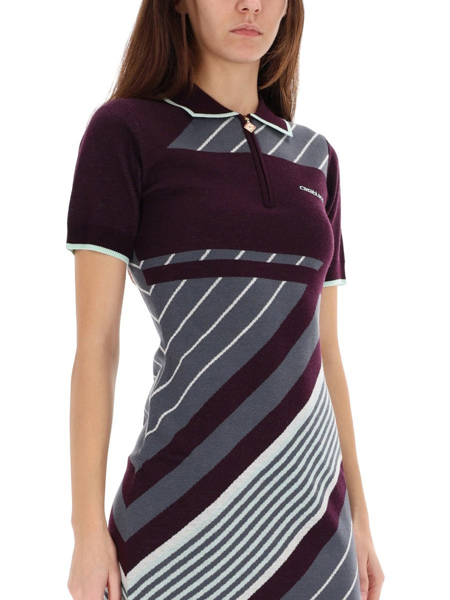 CASABLANCA "DIAGONAL" TENNIS POLO DRESS