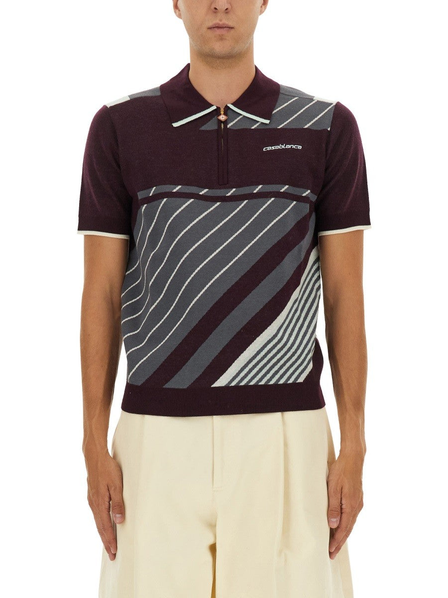 CASABLANCA "DIAGONAL" TENNIS POLO SHIRT
