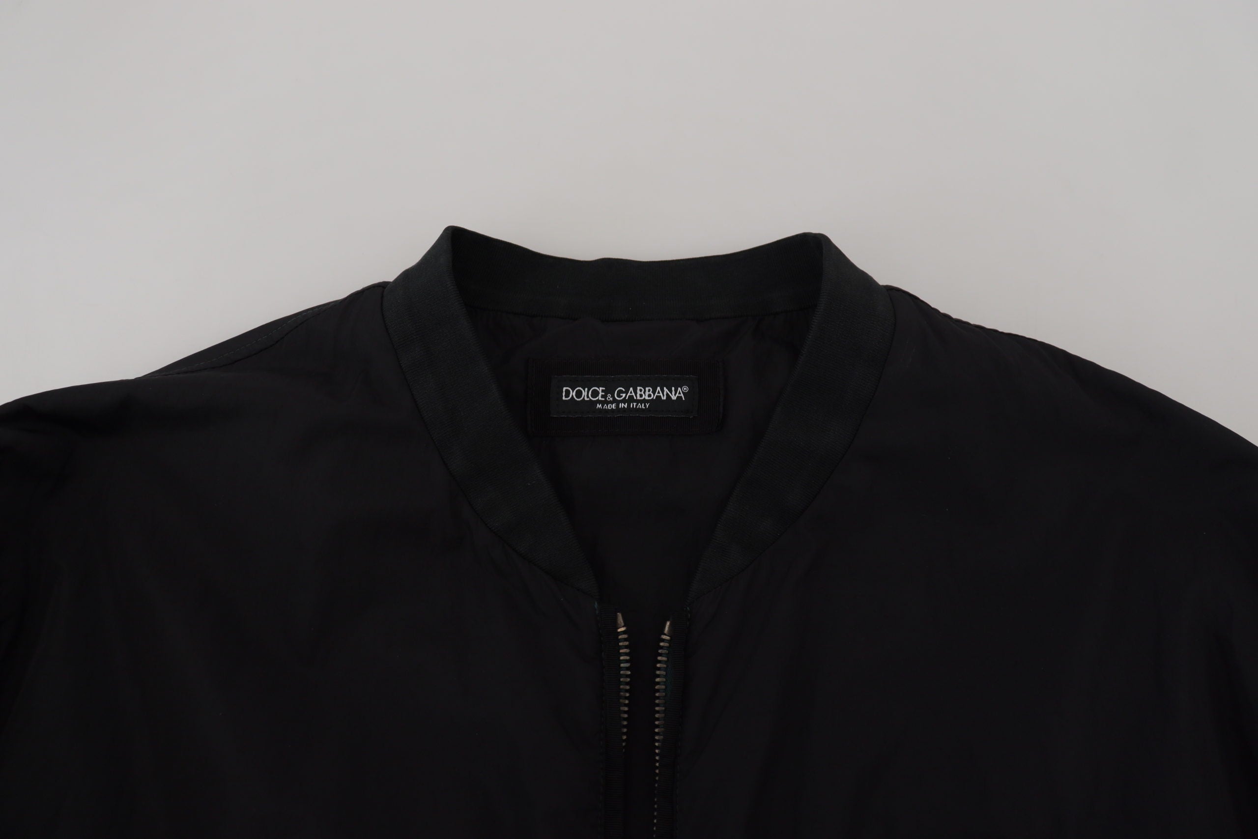 Dolce & Gabbana black bomber jacket with sleek collar and front zipper closure