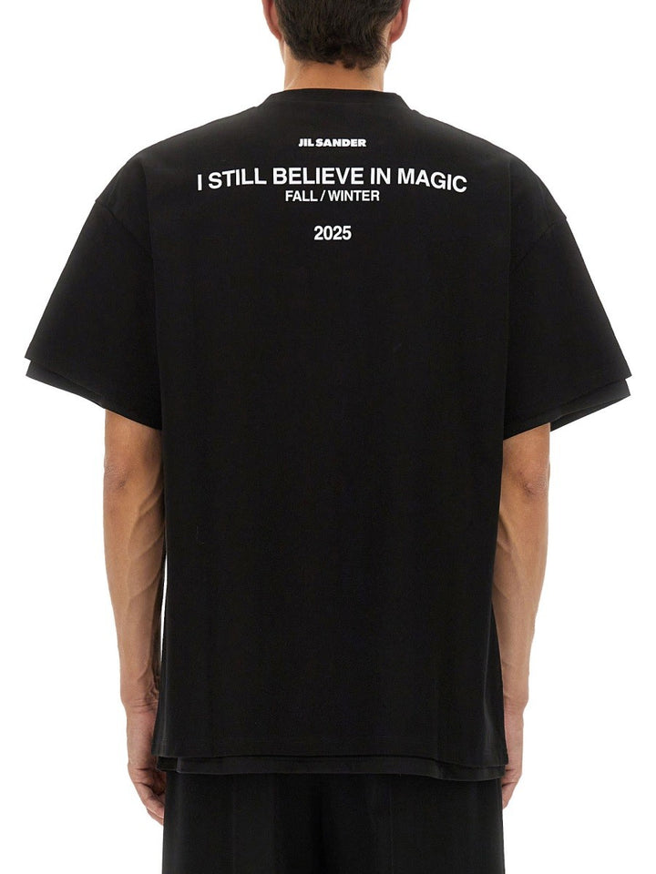JIL SANDER DOUBLE LAYER COTTON T-SHIRT