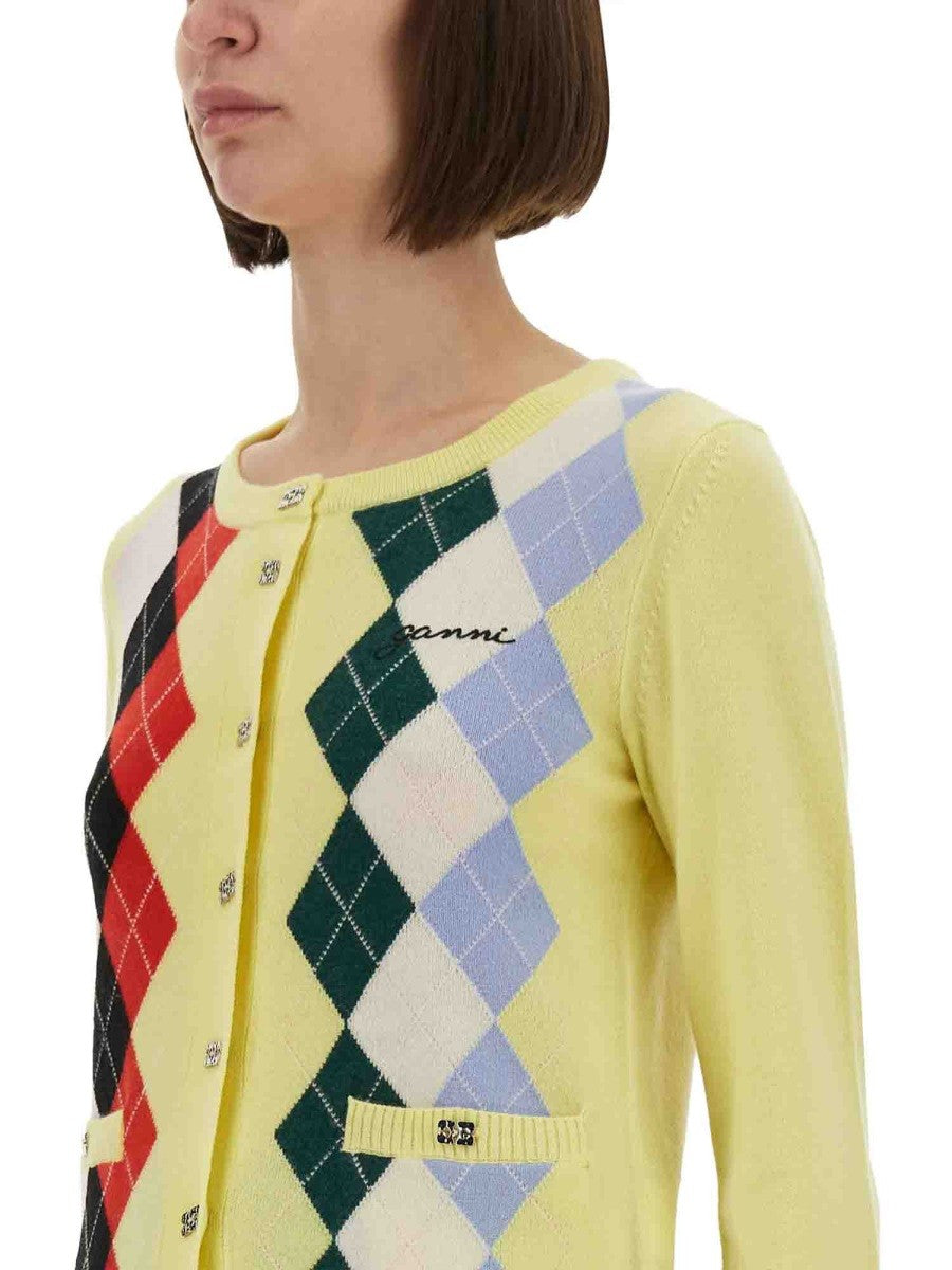 GANNI JACQUARD CASHMERE CARDIGAN