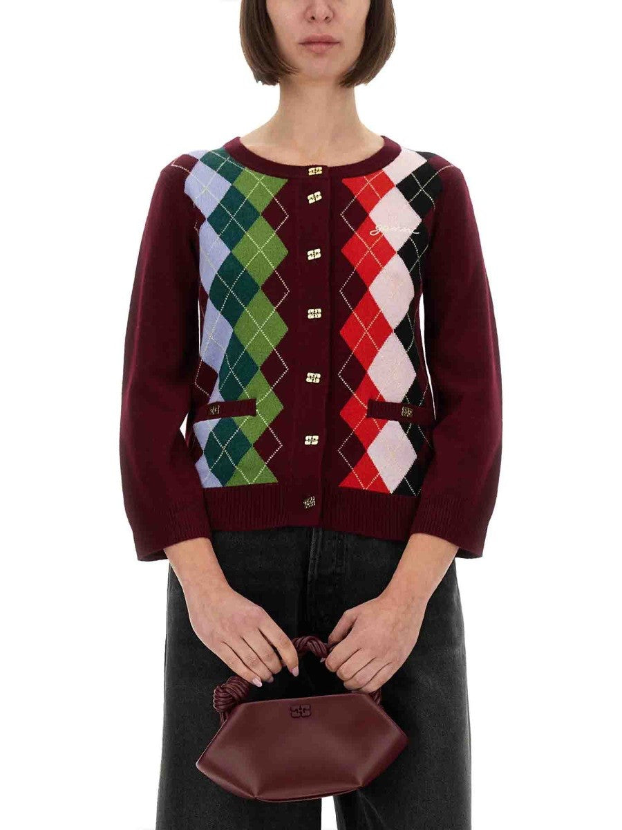 GANNI JACQUARD CASHMERE CARDIGAN