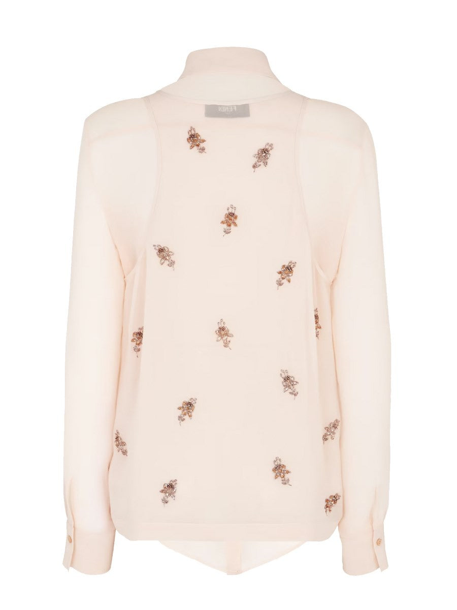 Fendi EMBROIDERED GEORGETTE TOP