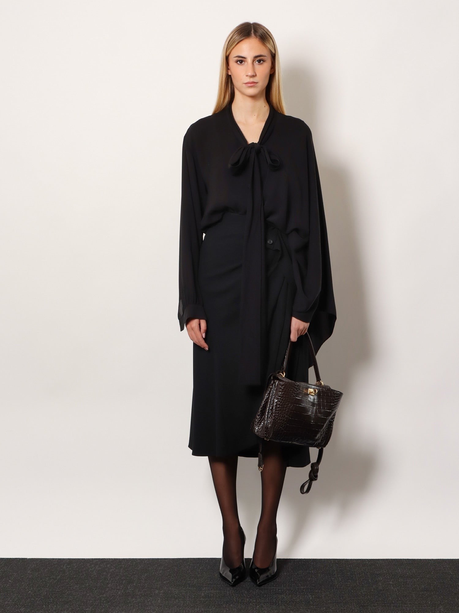 Balenciaga Draped crepe midi skirt