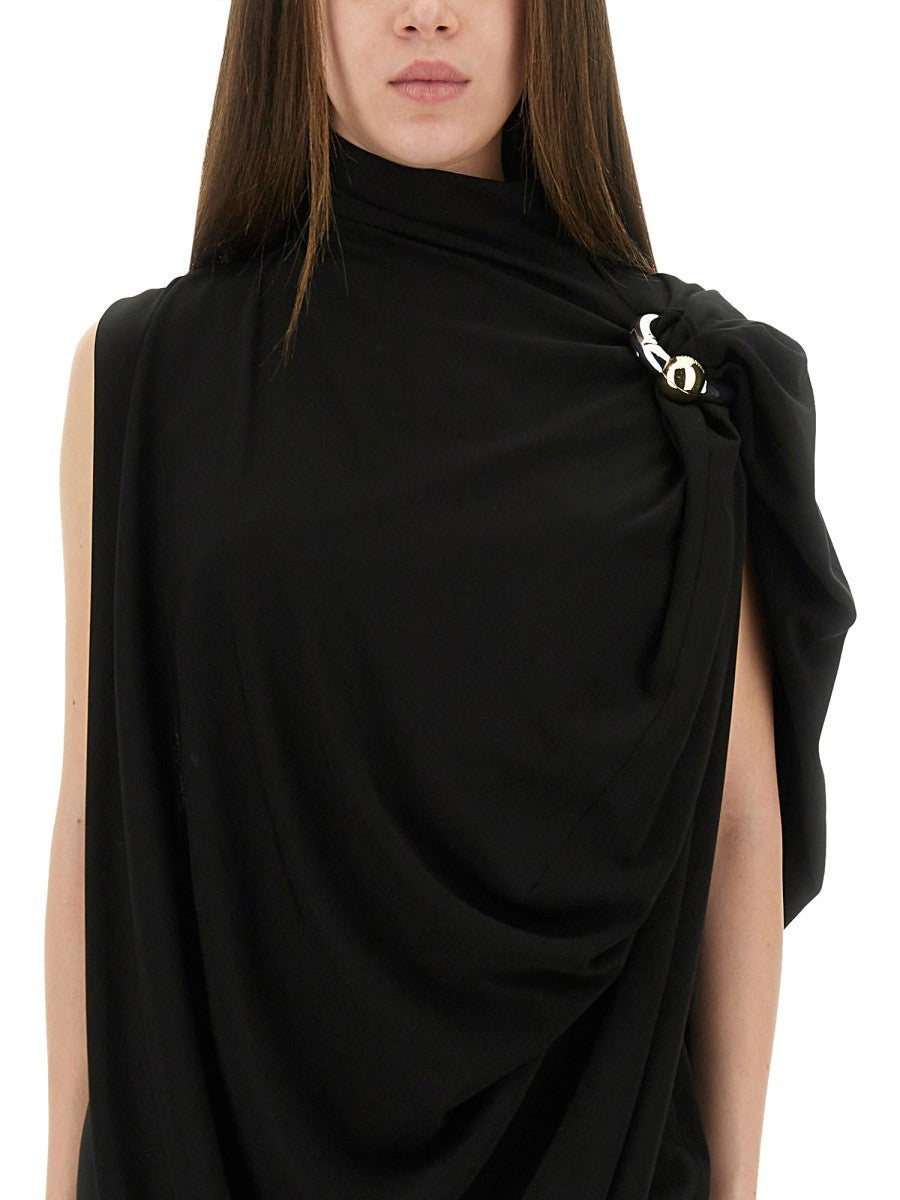 JEAN PAUL GAULTIER DRAPED DRESS WITH PIERCINGS