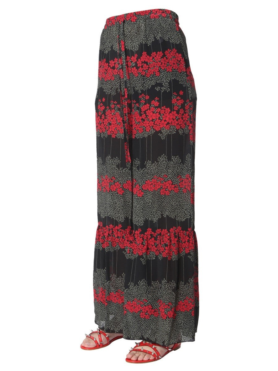RED VALENTINO DREAMING PEONY PRINT TROUSERS
