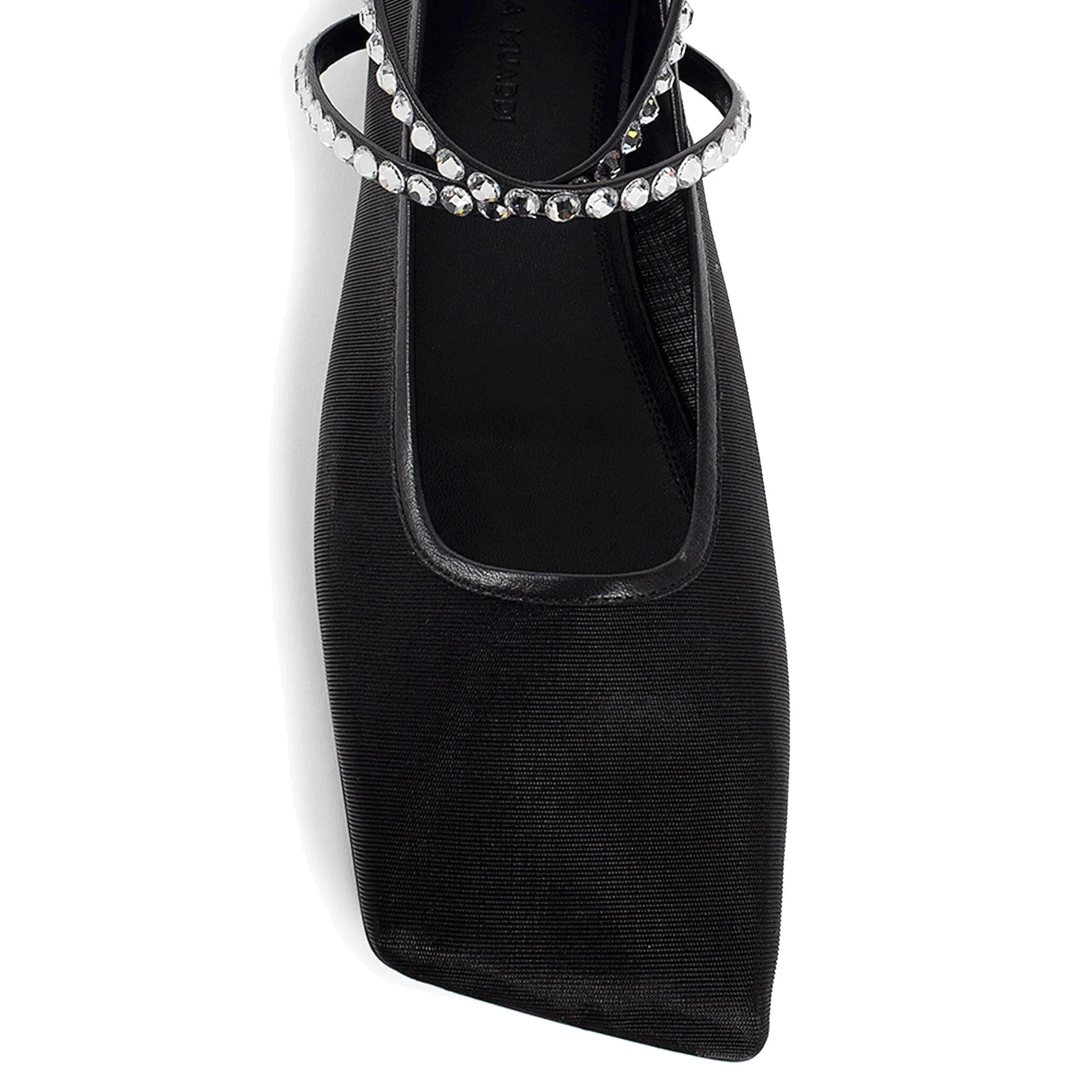 Amina Muaddi Mesh Crystal Ballerina Flats