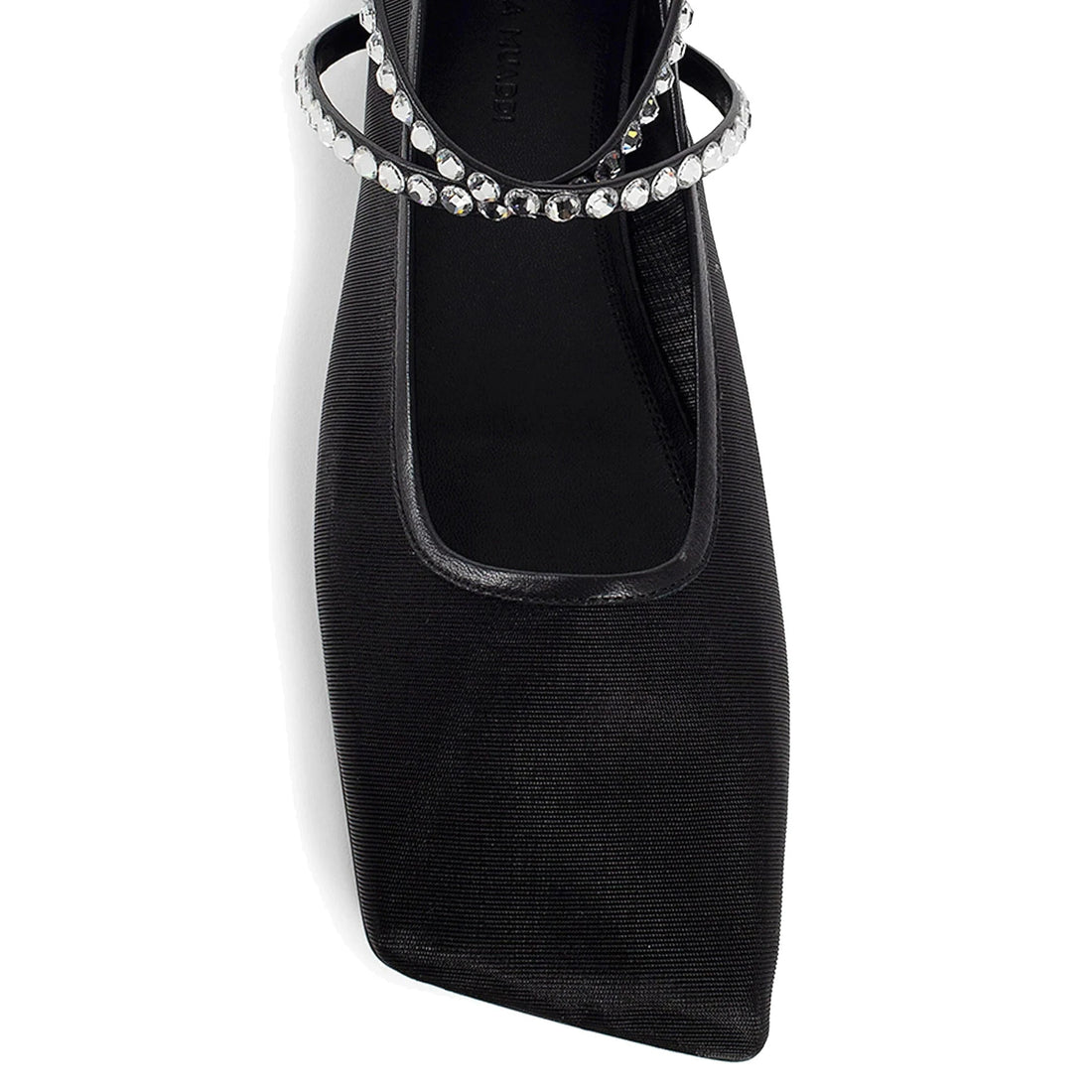Amina Muaddi Mesh Crystal Ballerina Flats