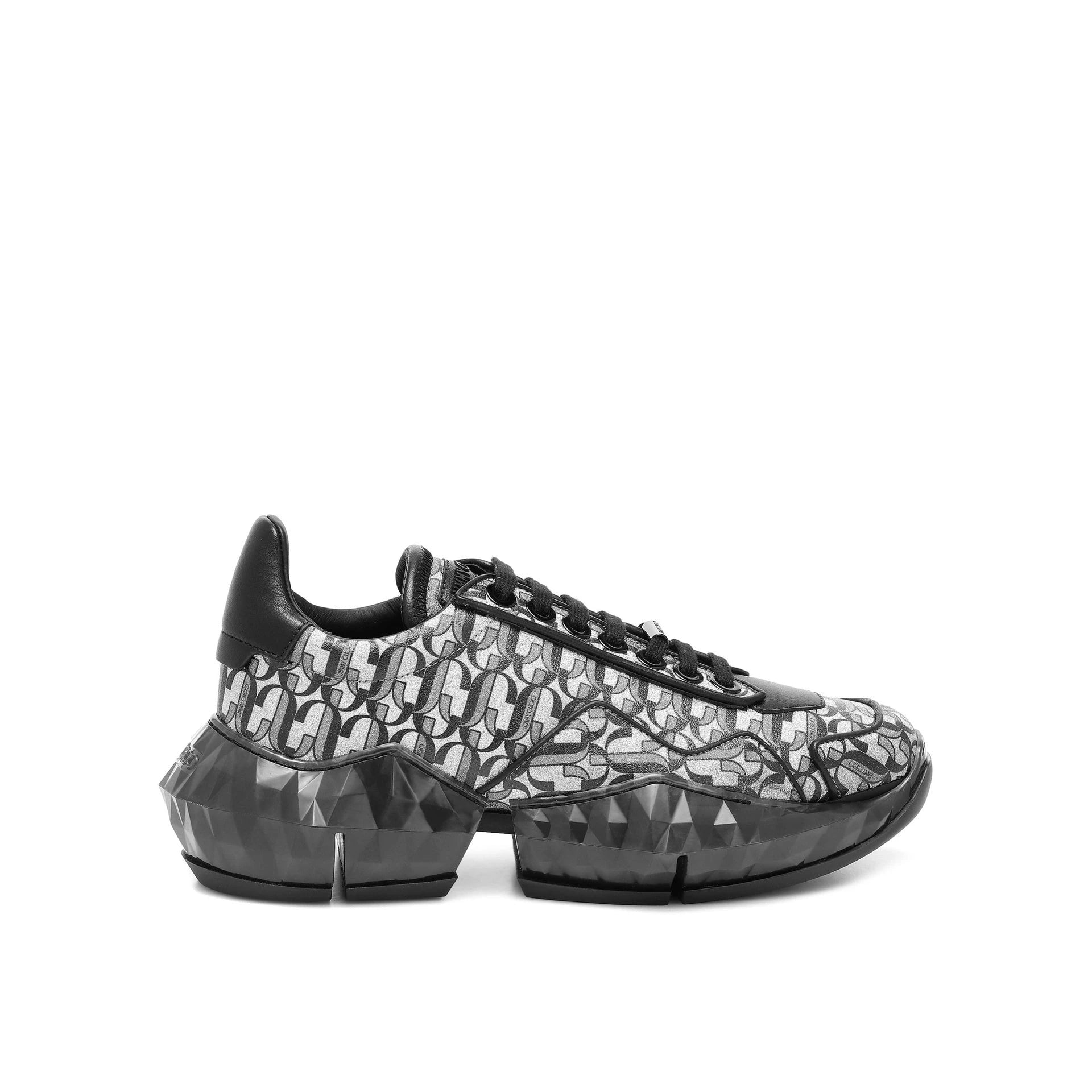 Jimmy Choo Diamond JC Monogram Glitter Leather Sneakers
