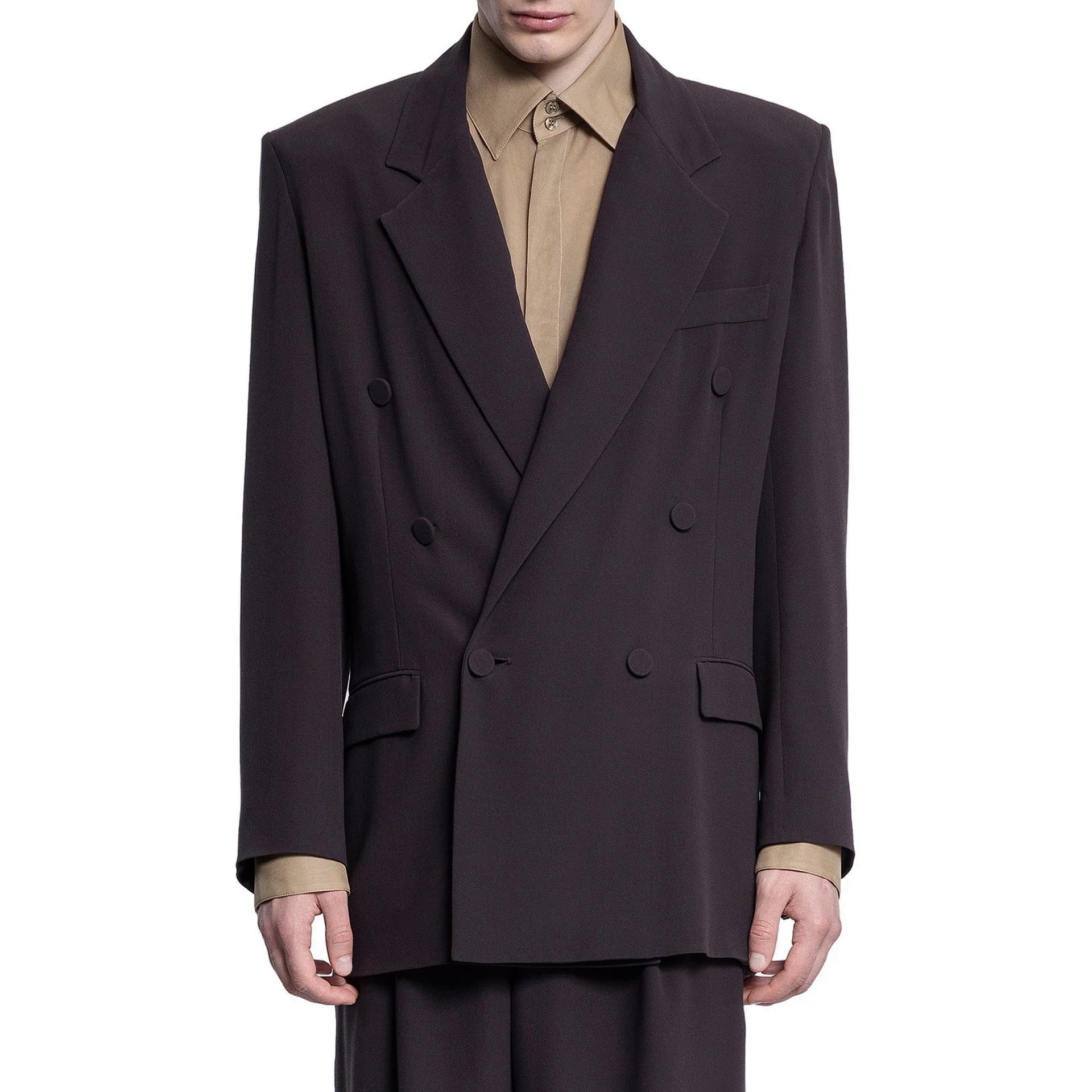 Saint Laurent Double-Breasted Silk-Crepe Blazer