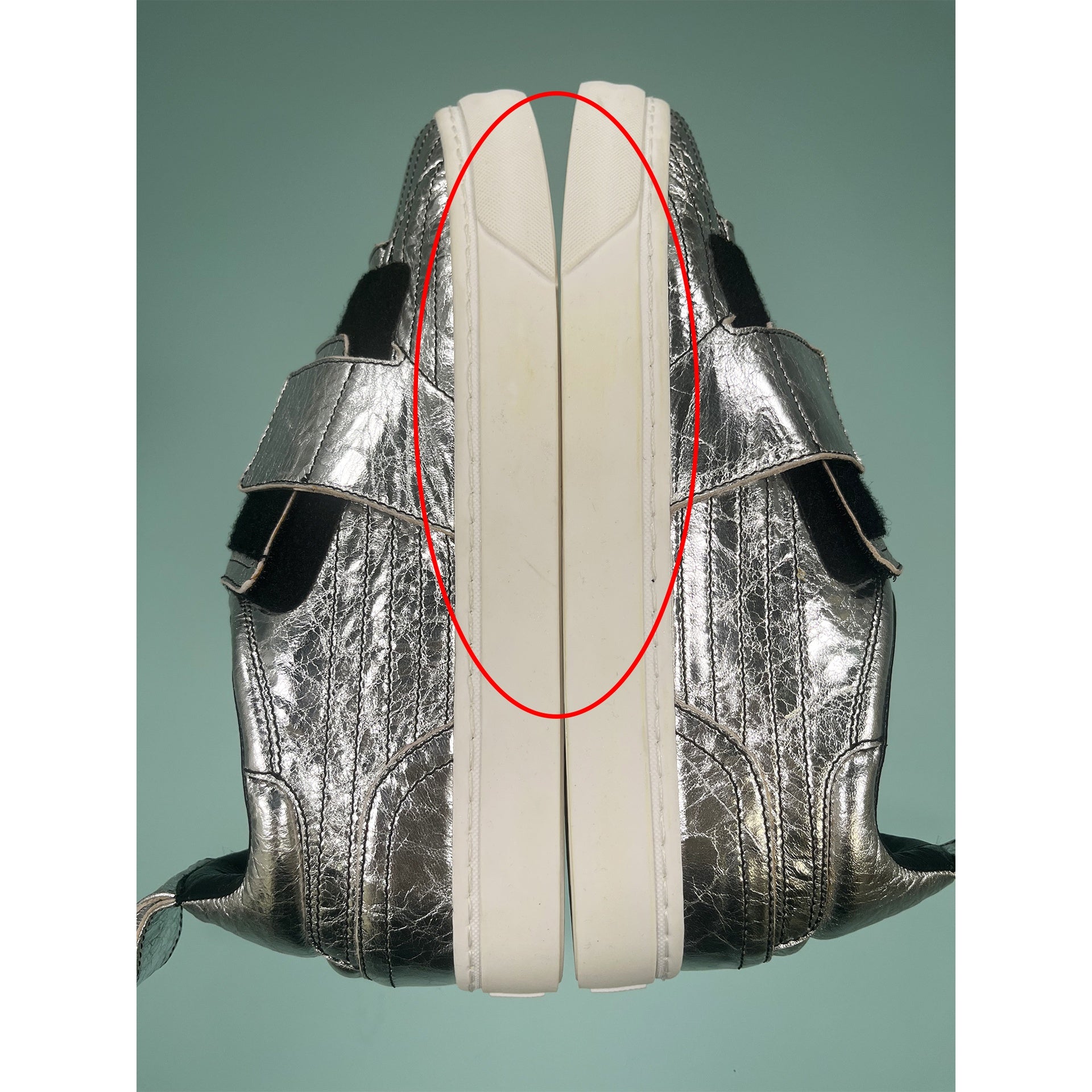 Paco Rabbane Crackled Metallic Leather Sneakers